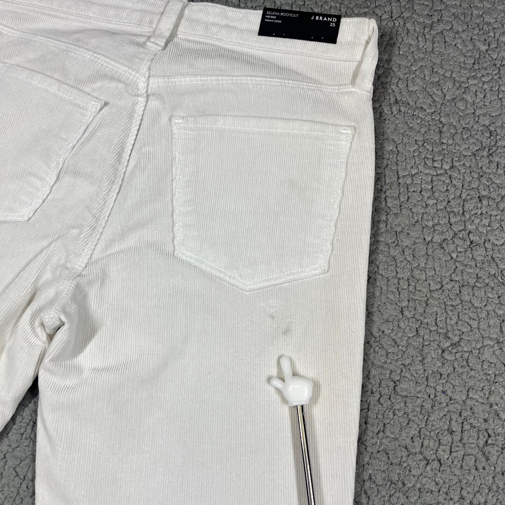 J Brand Selena Bootcut Corduroy Pants Moonbeam White Mid Rise Crop - Picture 6 of 16